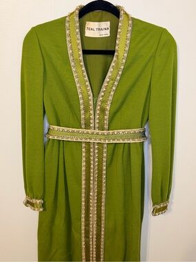 Vintage Teal Traina Olive Green Maxi Dress